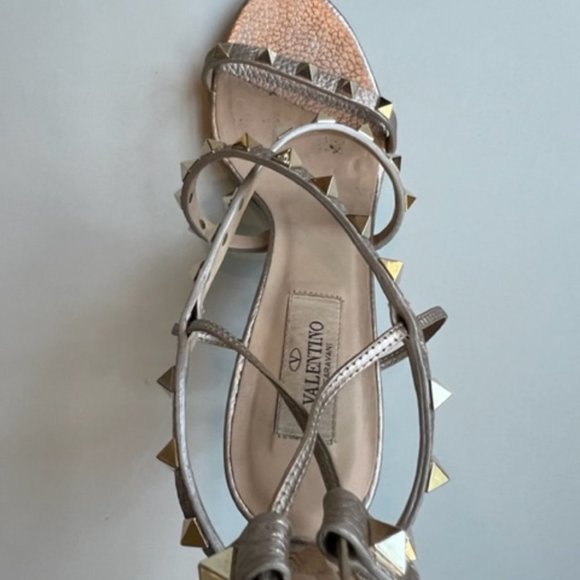 Valentino Rock Stud Leather Lace-Up Gladiator Sandals - Picture 3 of 14